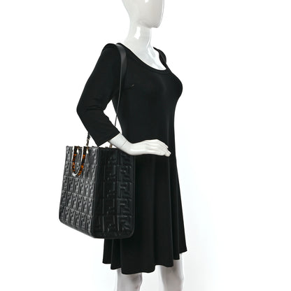 Fendi Vitello Plexiglass FF Embossed Medium Fendi Sunshine Shopper Tote Black 2 of 13