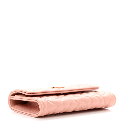 Chanel Caviar Camellia Embossed Card Holder Wallet Pink 4 of 9