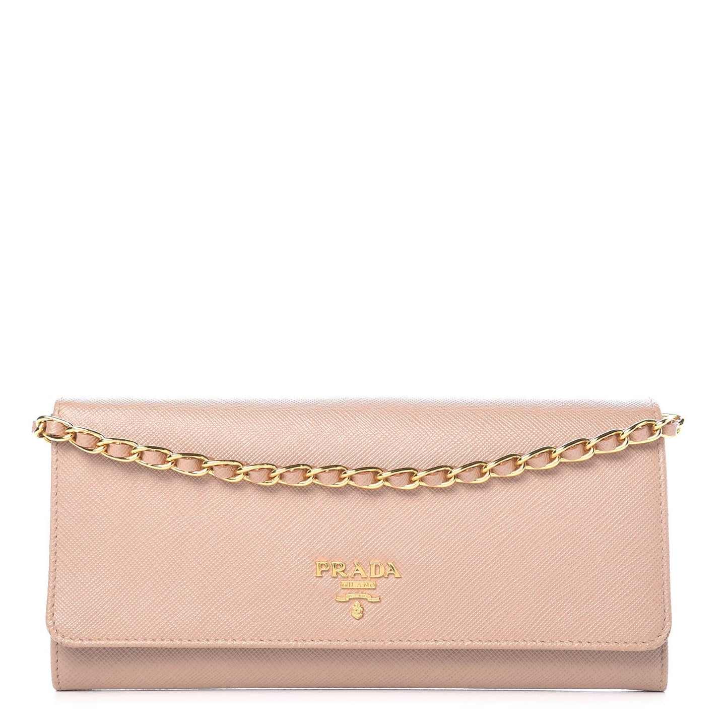 Saffiano Metal Oro Chain Wallet Cammeo