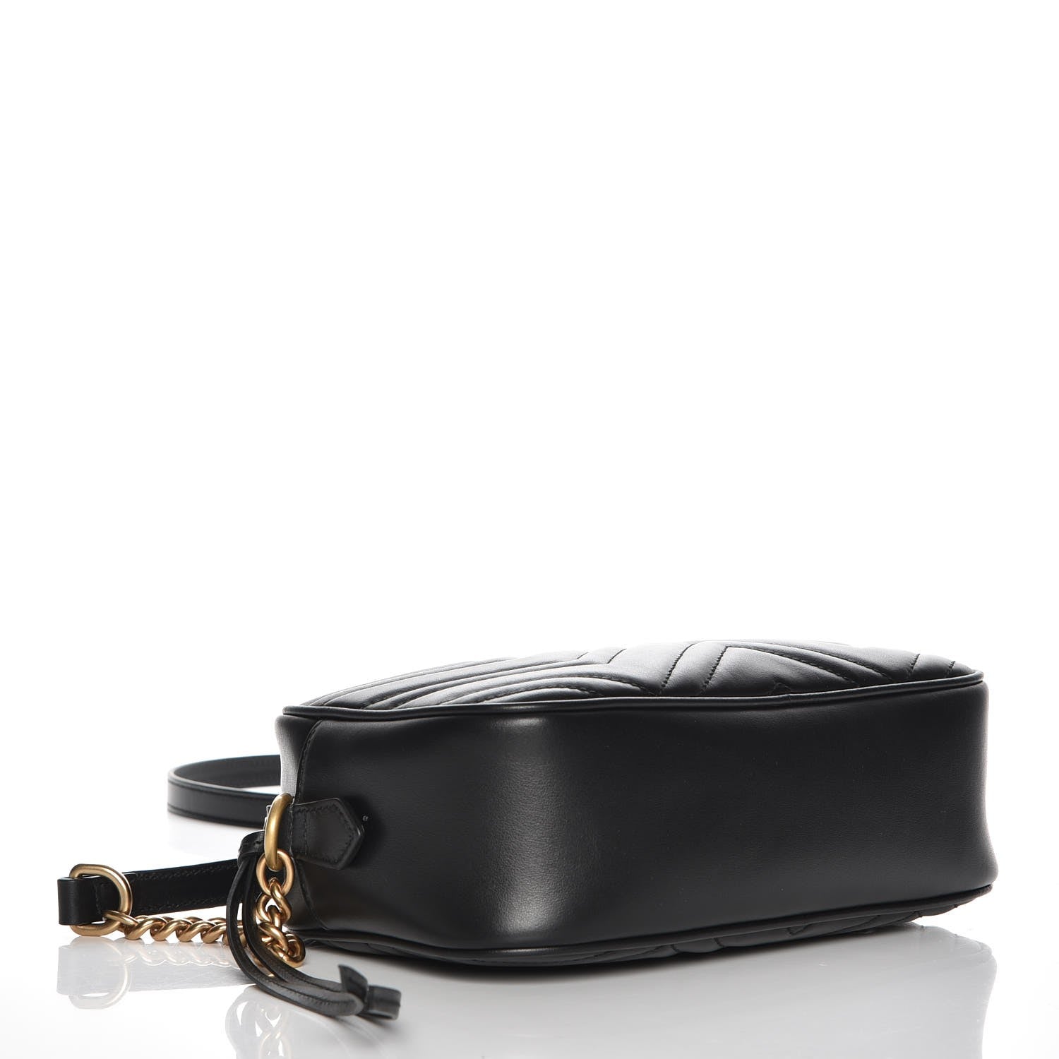Gucci Calfskin Matelasse Small GG Marmont Chain Shoulder Bag Black 4 of 7