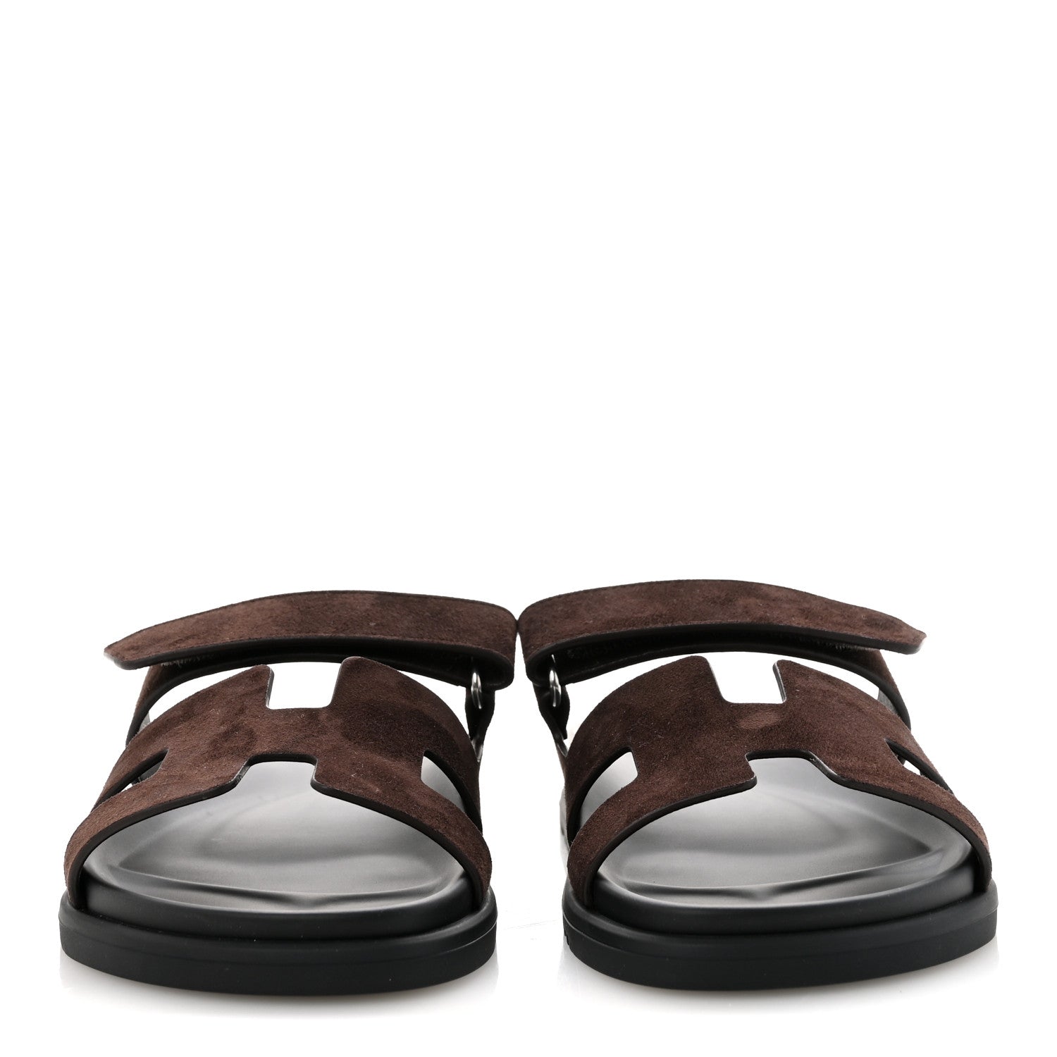 Hermes Suede Goatskin Womens Chypre Sandals 39.5 Marron Ebene 3 of 10