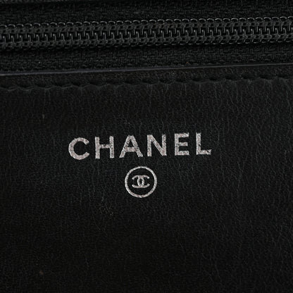 Chanel Calfskin Painted Chevron Embossed Boy Wallet On Chain WOC Black 6 of 16
