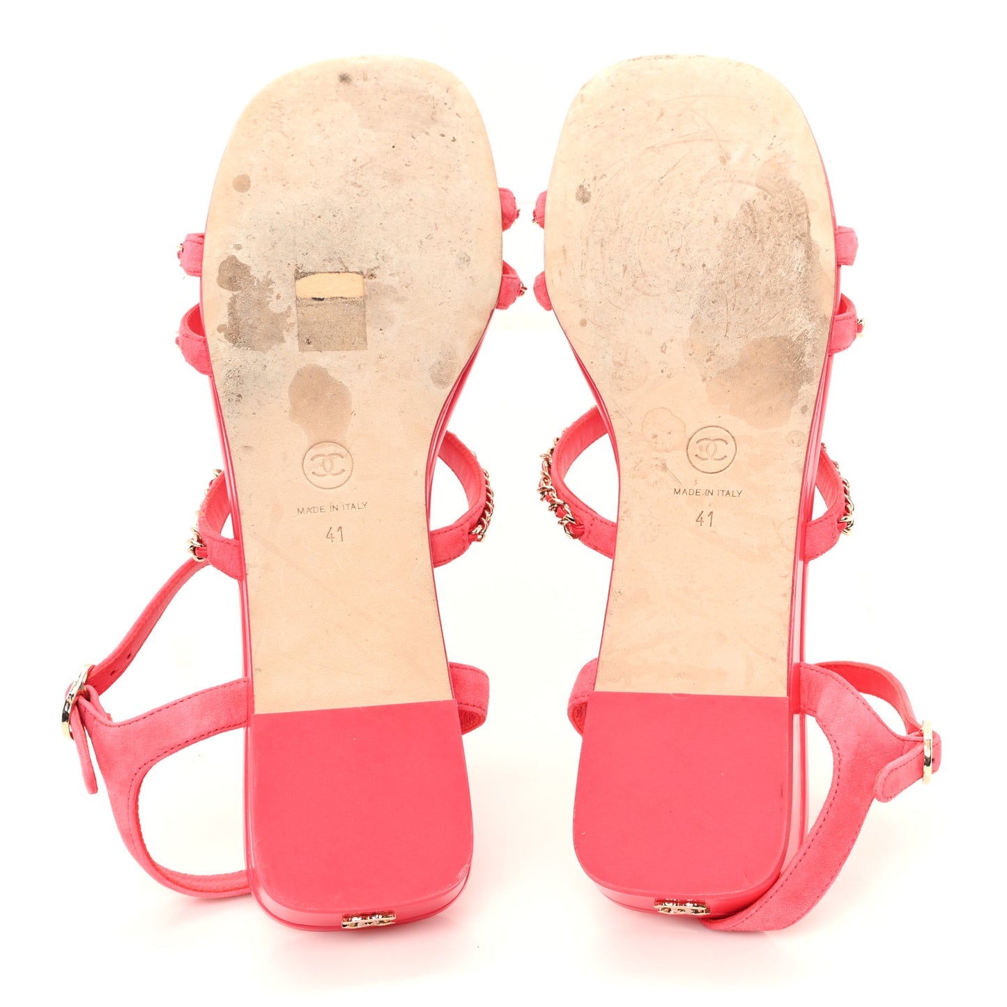 Suede Calfskin Chain Sandals 41 Fuchsia
