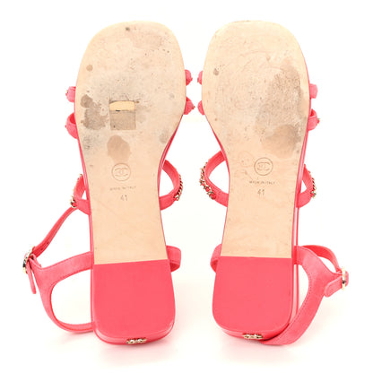 Chanel Suede Calfskin Chain Sandals 41 Fuchsia 6 of 9