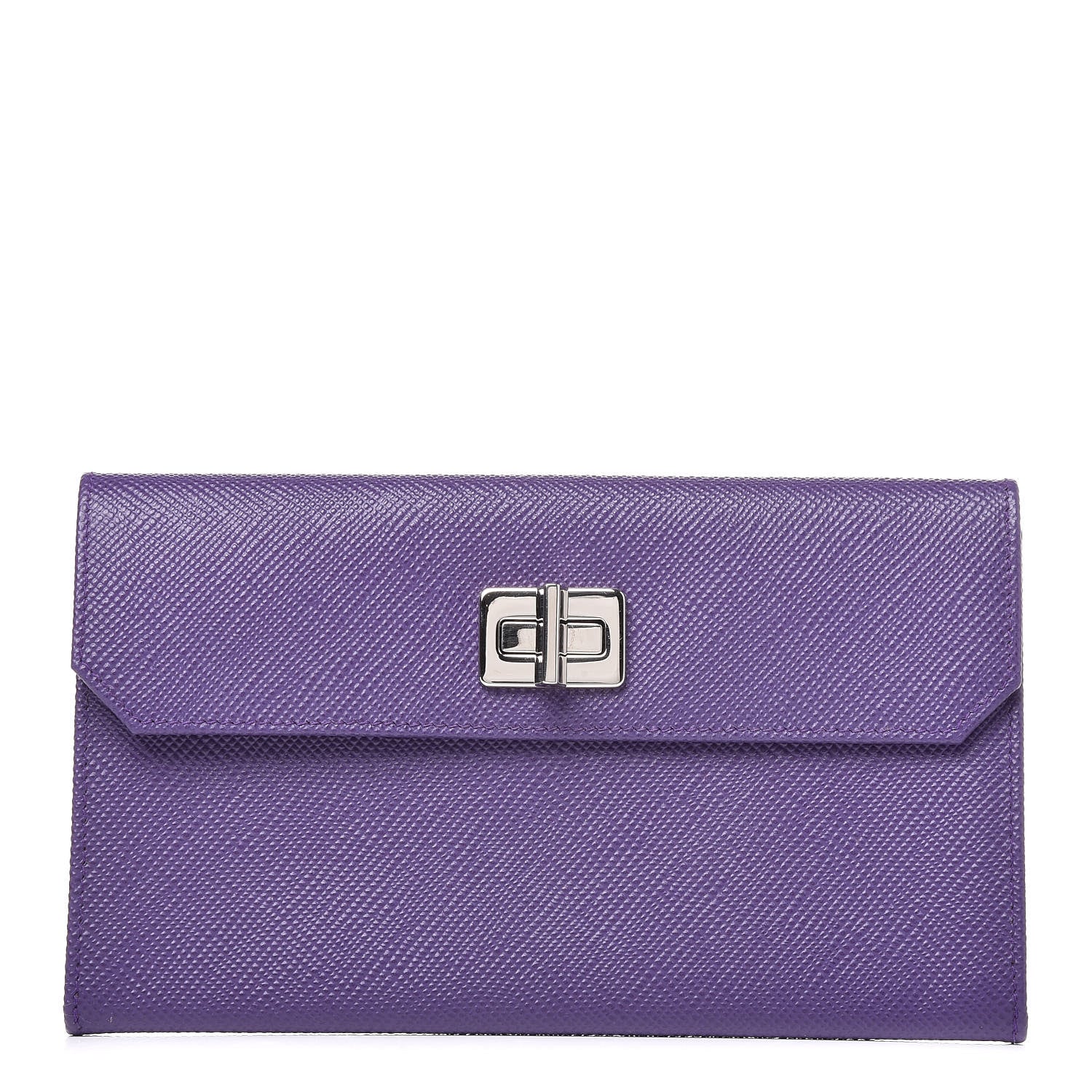 Prada Saffiano Lux Flap Clutch Viola 1 of 14