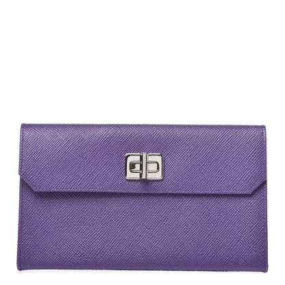 Prada Saffiano Lux Flap Clutch Viola 1 of 14