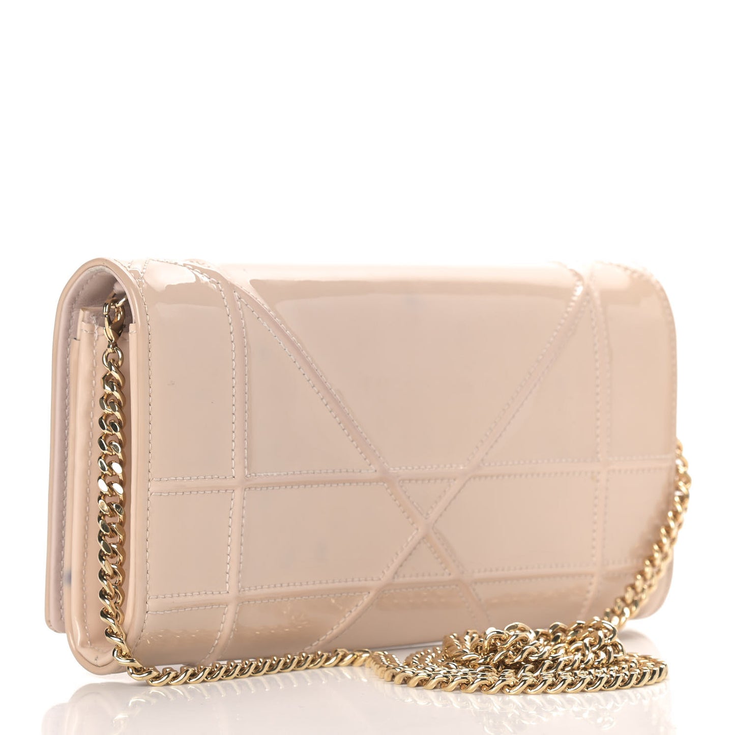 Patent Calfskin Diorama Croisiere Chain Wallet Beige