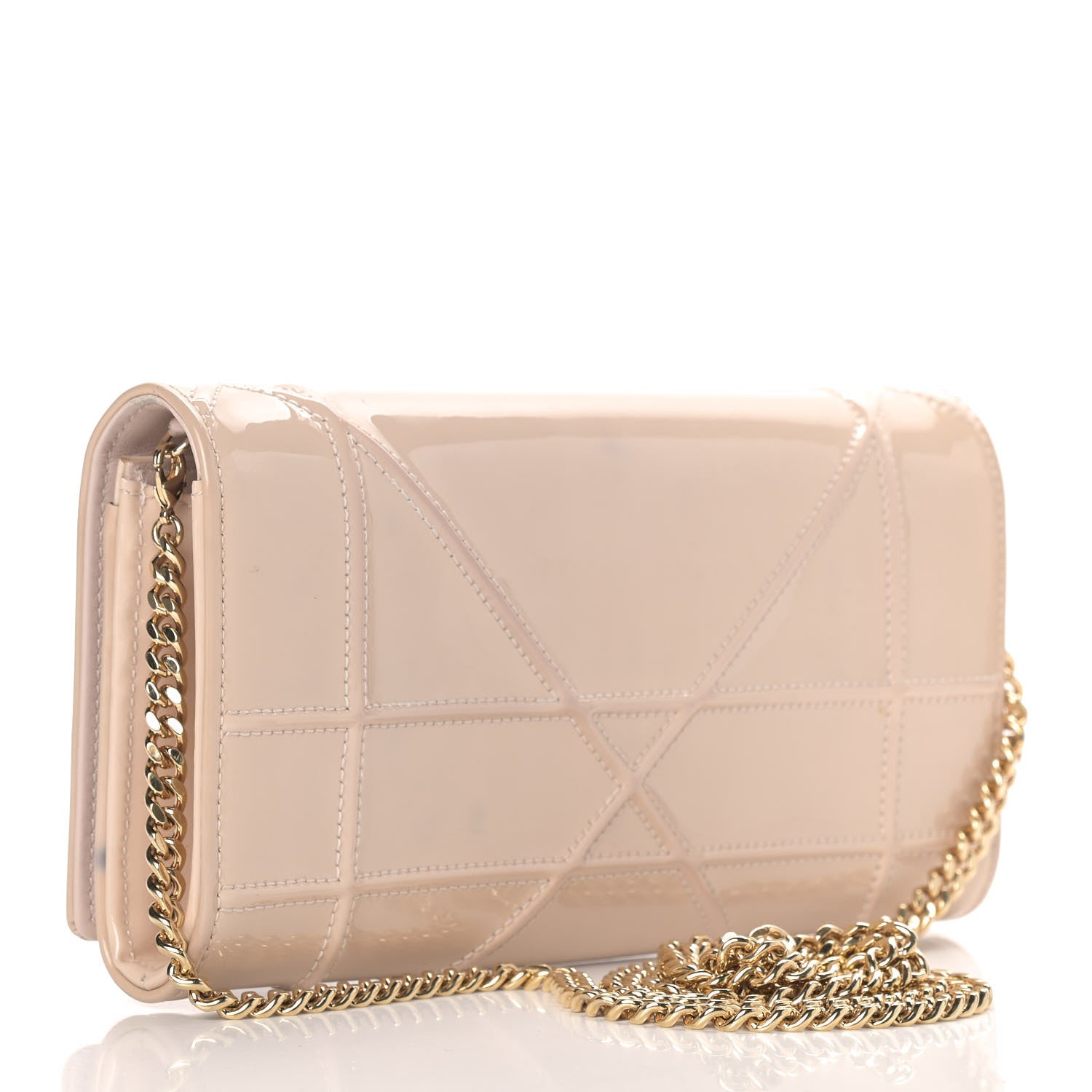 Christian Dior Patent Calfskin Diorama Croisiere Chain Wallet Beige 3 of 9