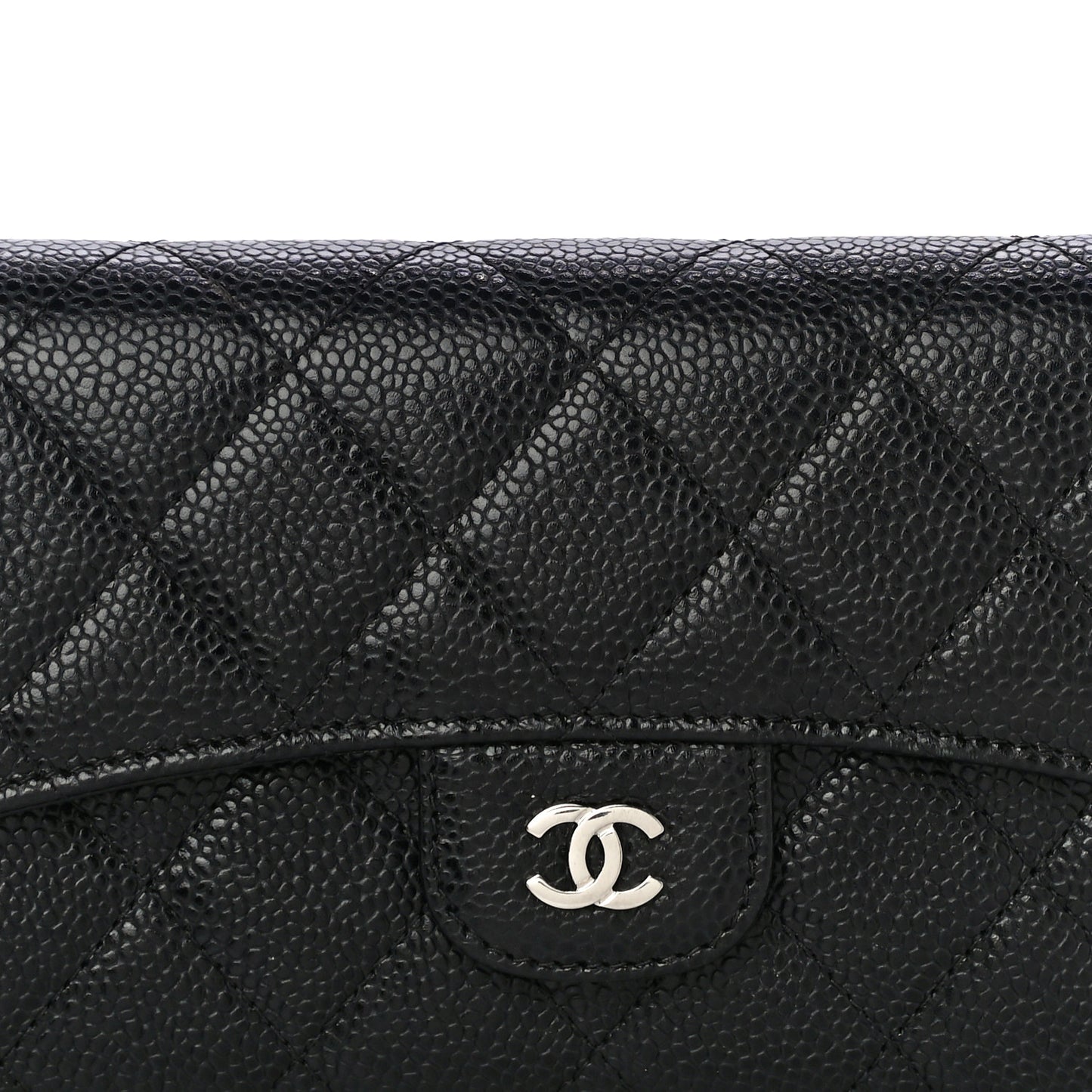 Caviar Quilted Large Flap Wallet Black