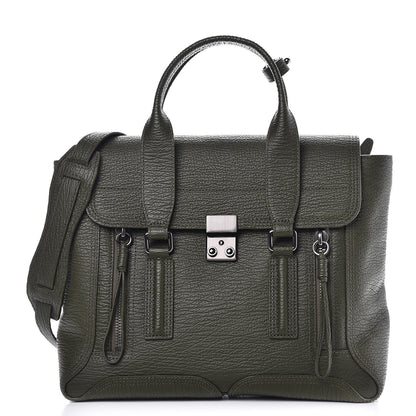 3.1 Phillip Lim 3.1 Textured Calfskin Medium Pashli Satchel Military Green 1 of 8