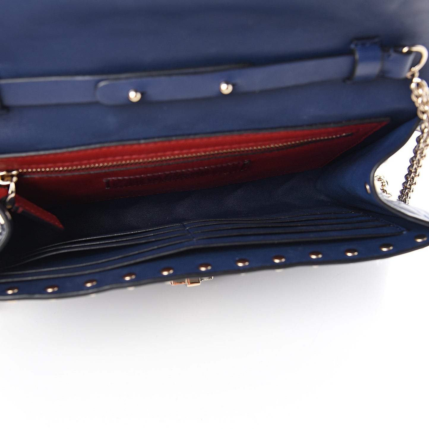 Nappa Rockstud Spike Wallet on Chain Pure Blue