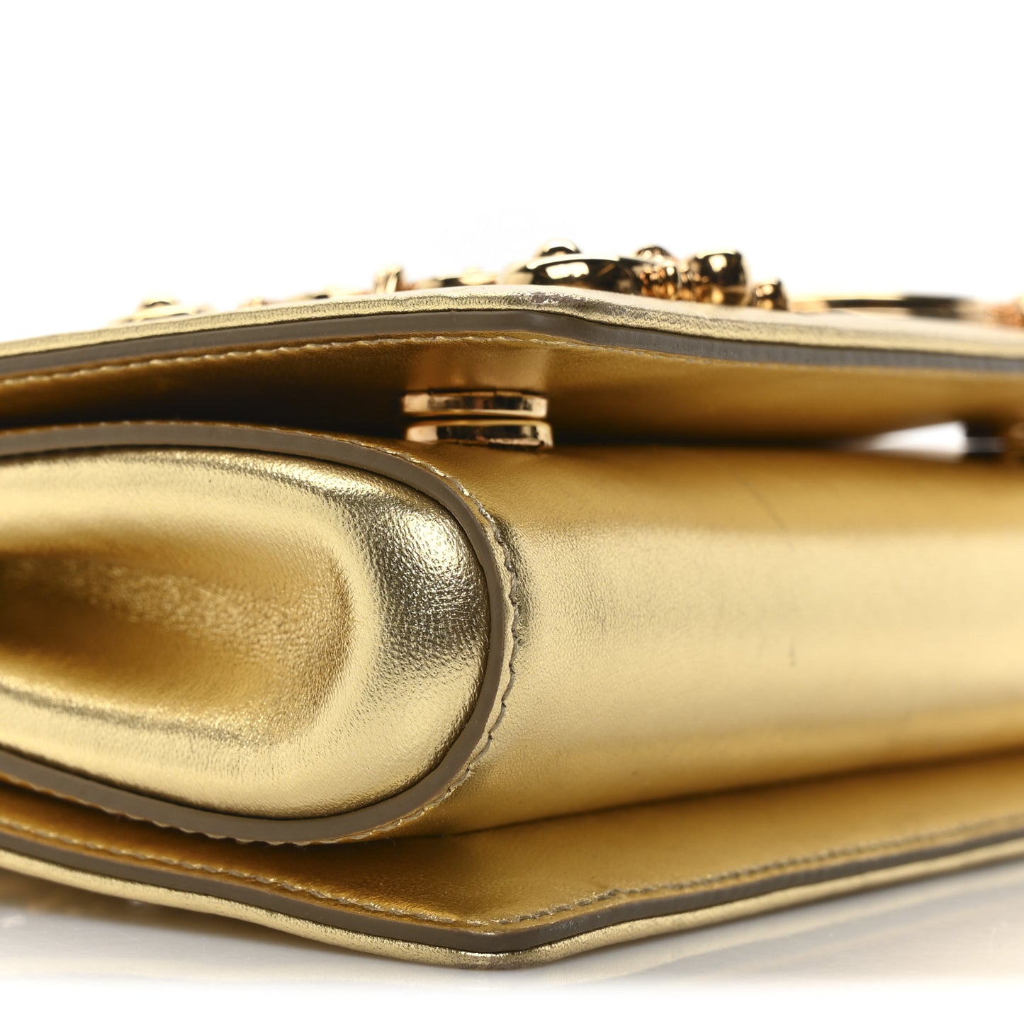 Metallic Calfskin DG Girls Shoulder Bag Gold