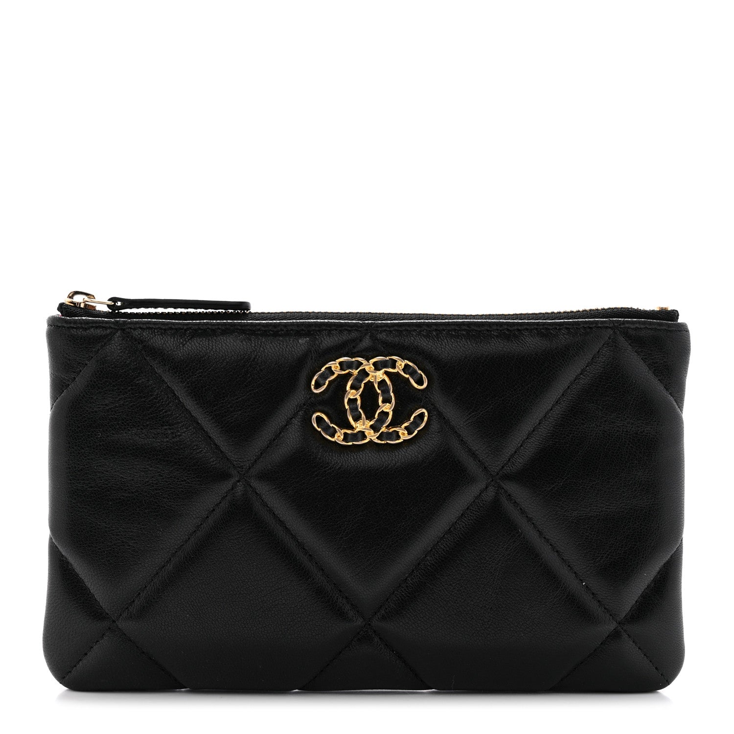 Chanel Goatskin Quilted Small Chanel 19 Pouch Black 1 of 8