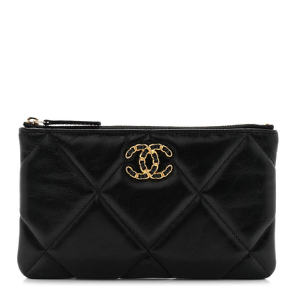 Chanel Goatskin Quilted Small Chanel 19 Pouch Black 1 of 8