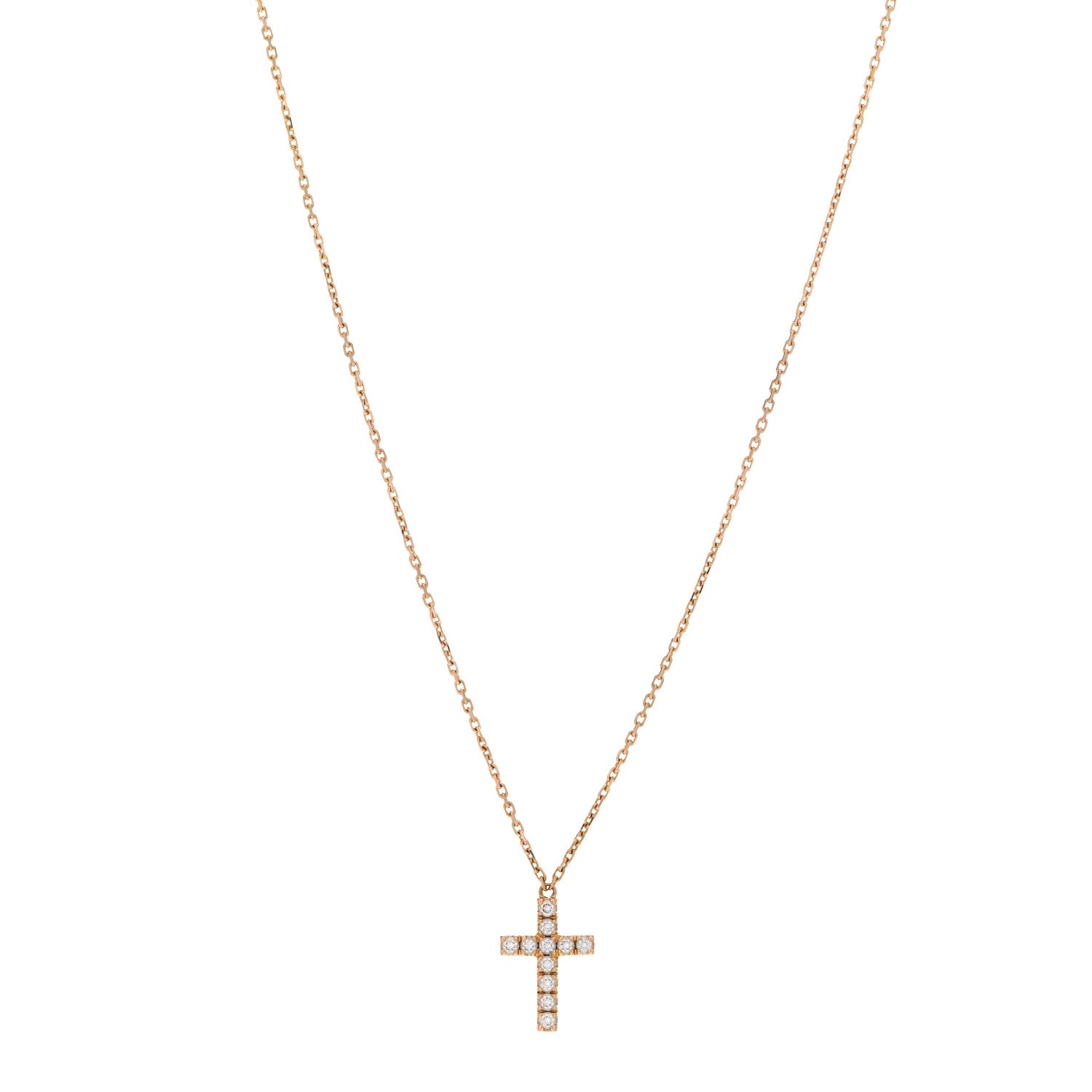 Cartier 18K Pink Gold Diamond Symbols Cross Pendant Necklace 1 of 3