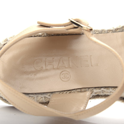 Chanel Lambskin CC Espadrilles 36 Beige Black 8 of 11