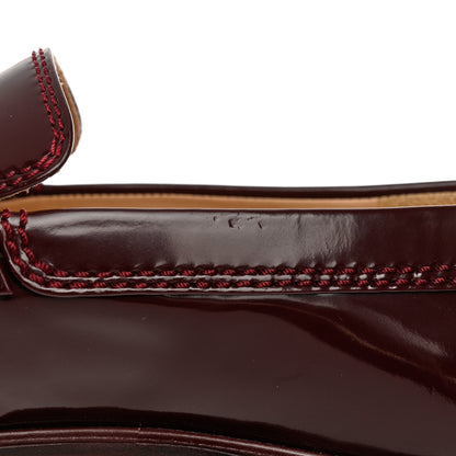 Chanel Shiny Calfskin Logo Loafers 37 Burgundy 9 of 10