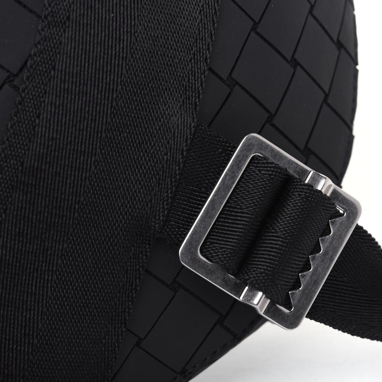 Nappa Intrecciato Carved Panels Belt Bag Black