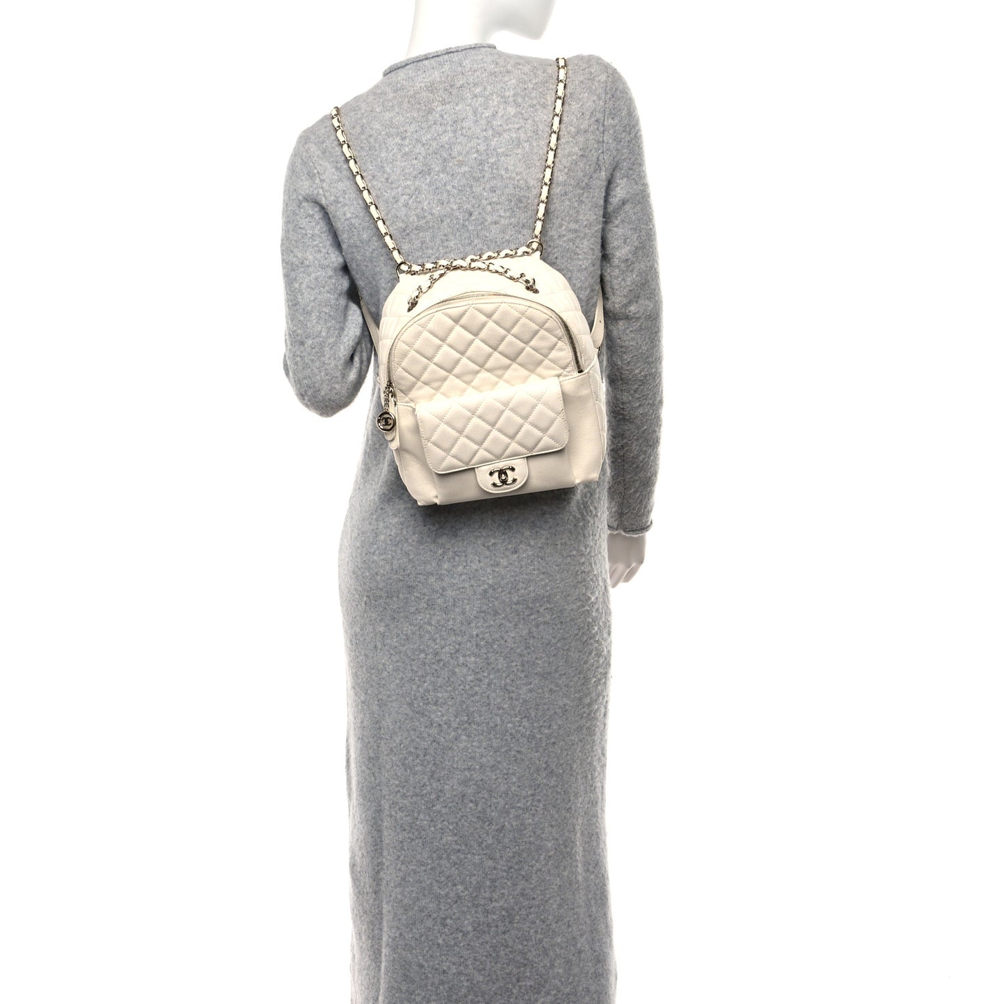 Caviar Quilted Small CC Day Backpack White