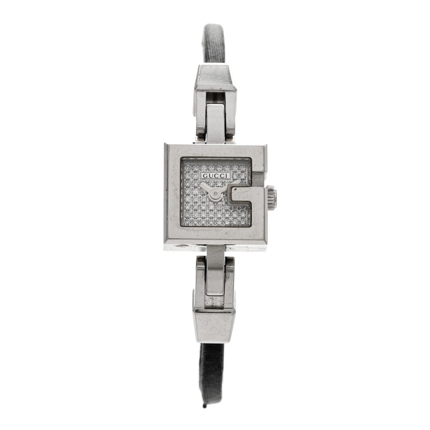 Gucci Stainless Steel Satin Diamond Pave 14mm 102 G-Mini Quartz Watch Black 1 of 4
