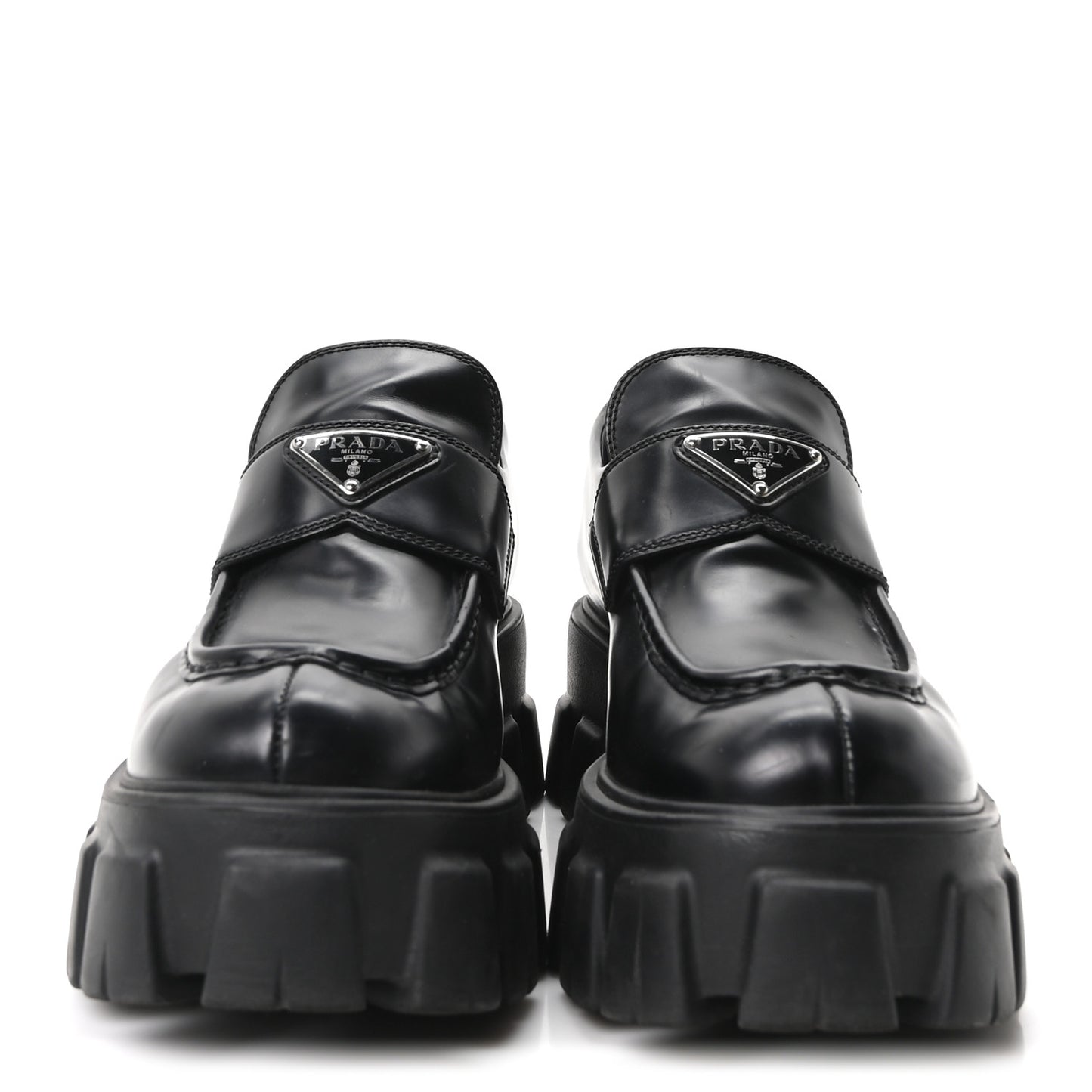 Spazzolato Rois Metal Triangle Logo Monolith 55mm Loafers 40 Black
