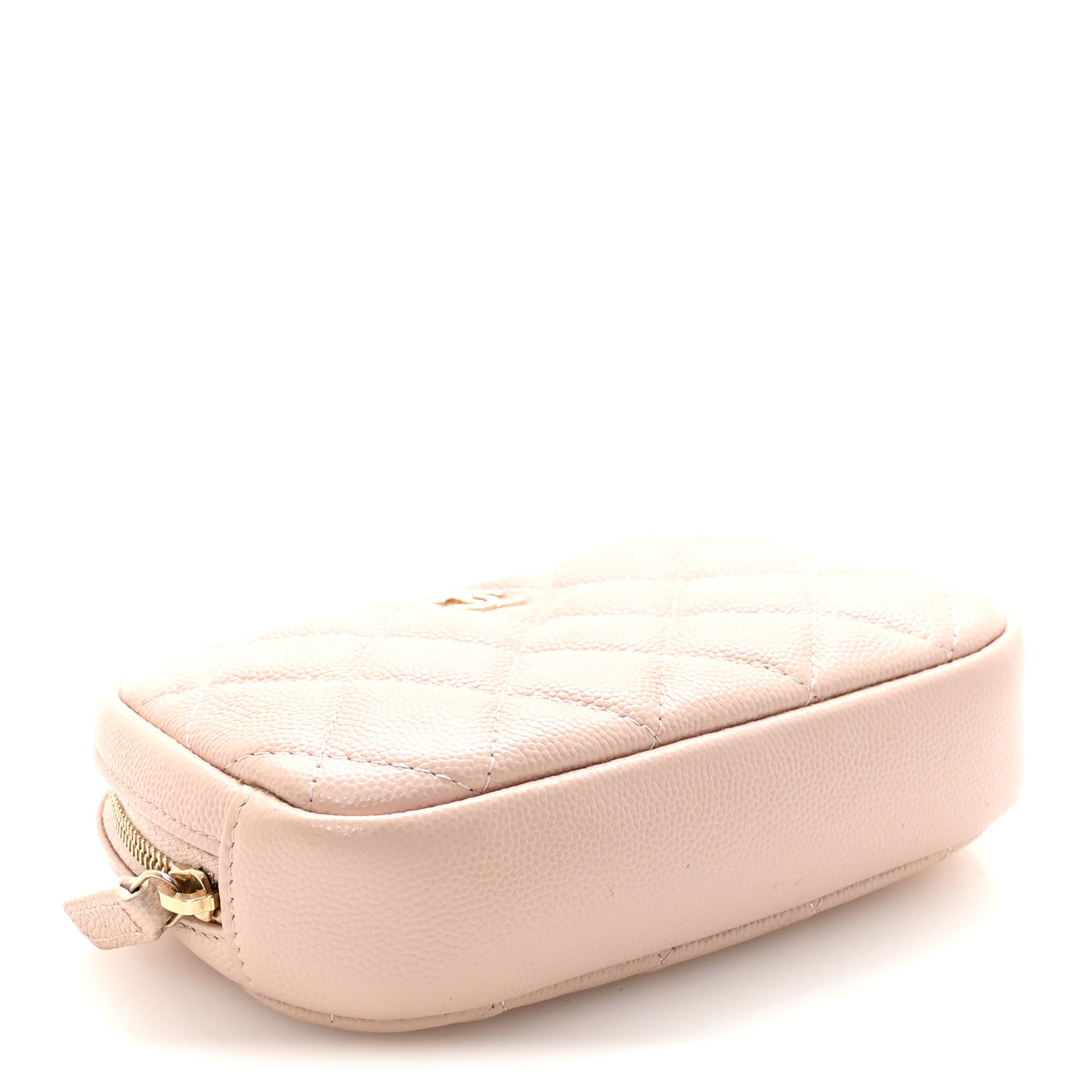 Caviar Quilted Small Curvy Pouch Cosmetic Case Light Pink