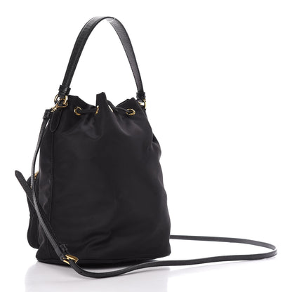 Prada Saffiano Tessuto Nylon Mini Bucket Crossbody Bag Black 3 of 9