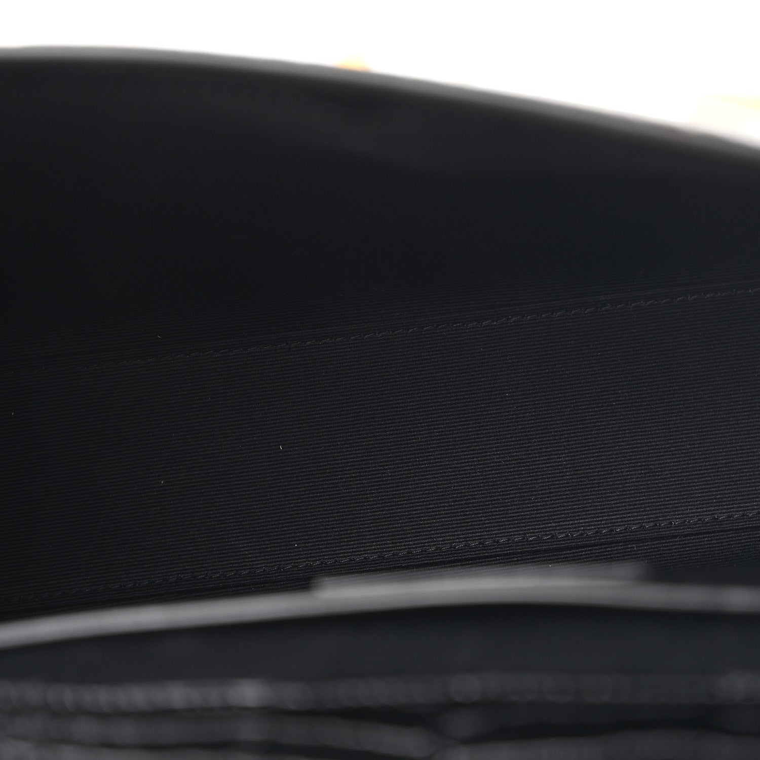 Saint Laurent Shiny Calfskin Crocodile Embossed Manhattan Baguette Black 5 of 10