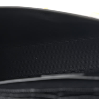 Saint Laurent Shiny Calfskin Crocodile Embossed Manhattan Baguette Black 5 of 10