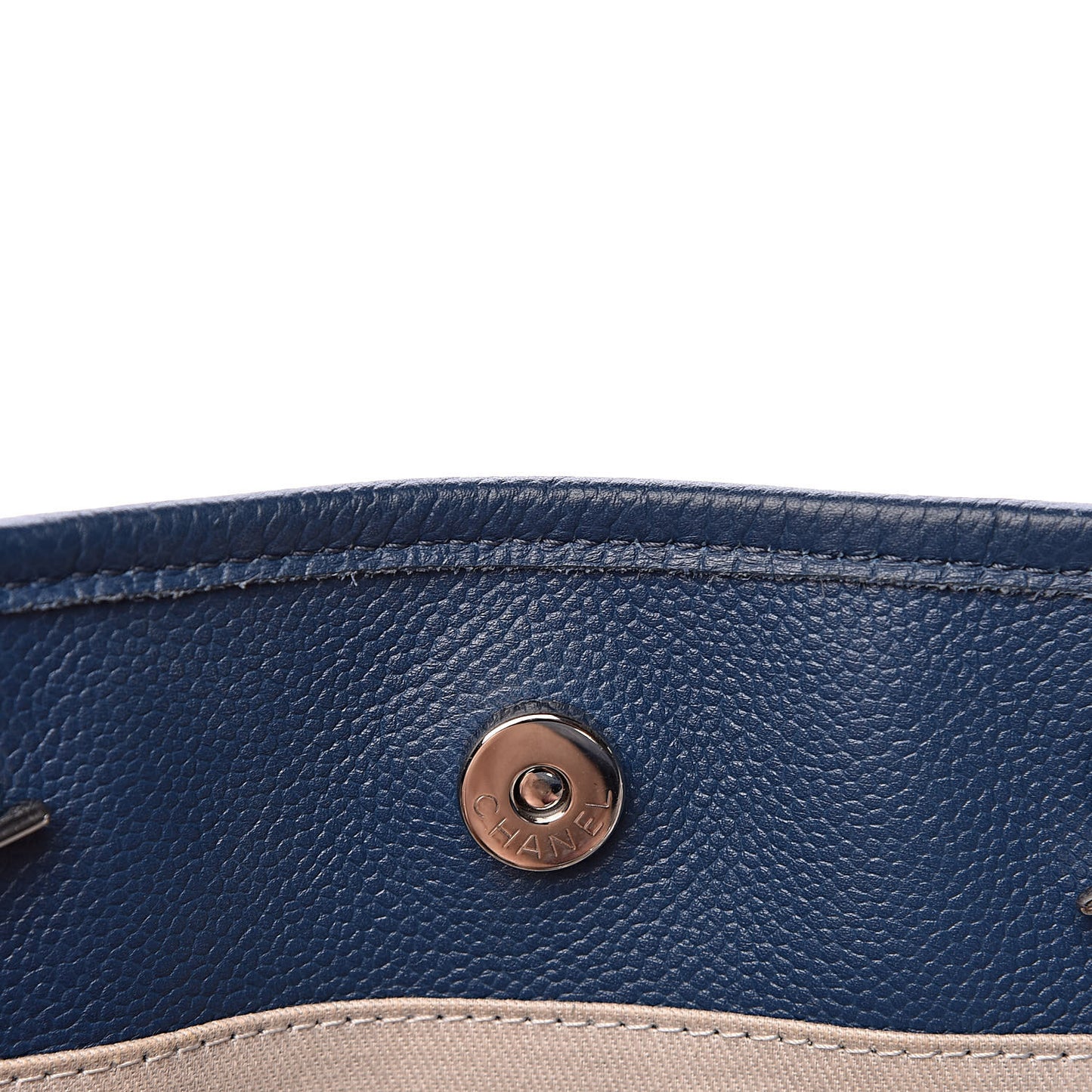 Glazed Calfskin Small Deauville Tote Blue