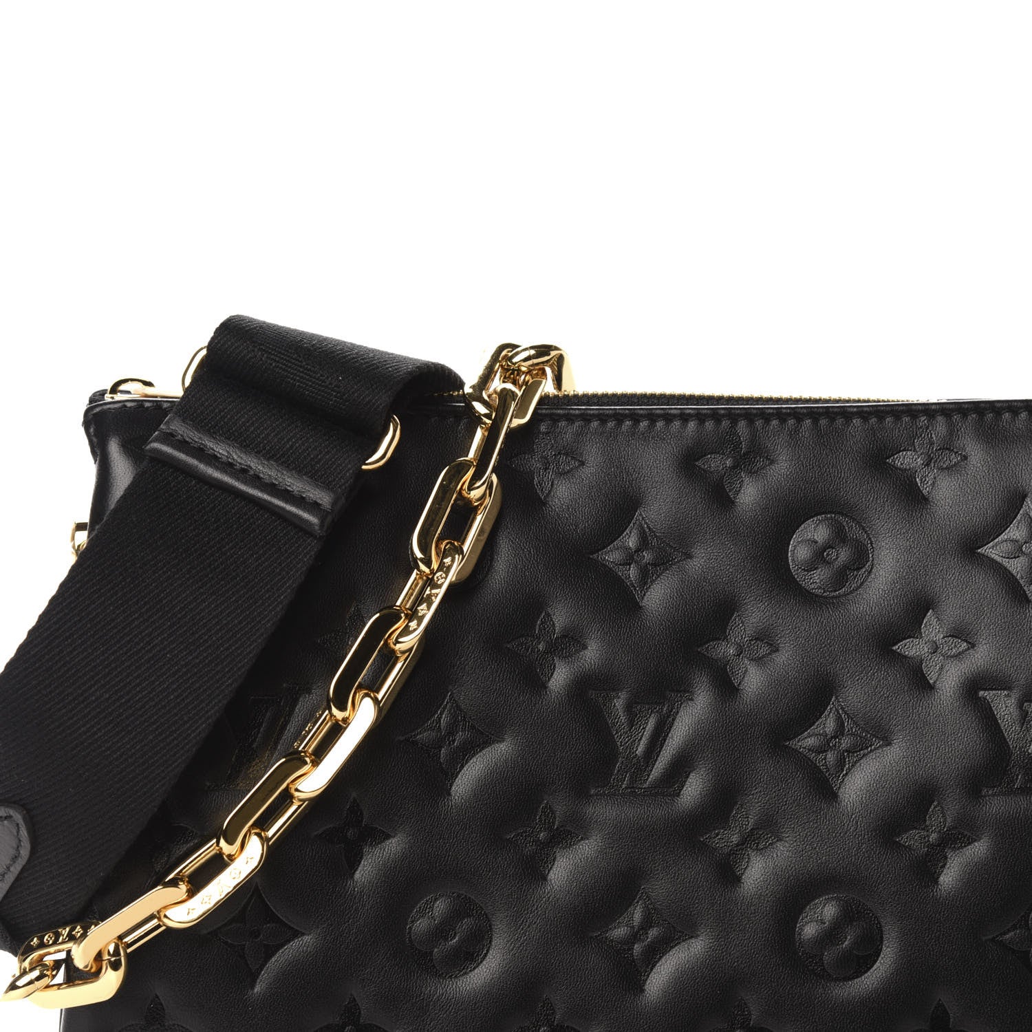Louis Vuitton Lambskin Embossed Monogram Coussin PM Black 10 of 11