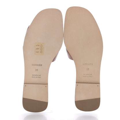 Hermes Box Calfskin Oran Sandals 39 Gold 5 of 10