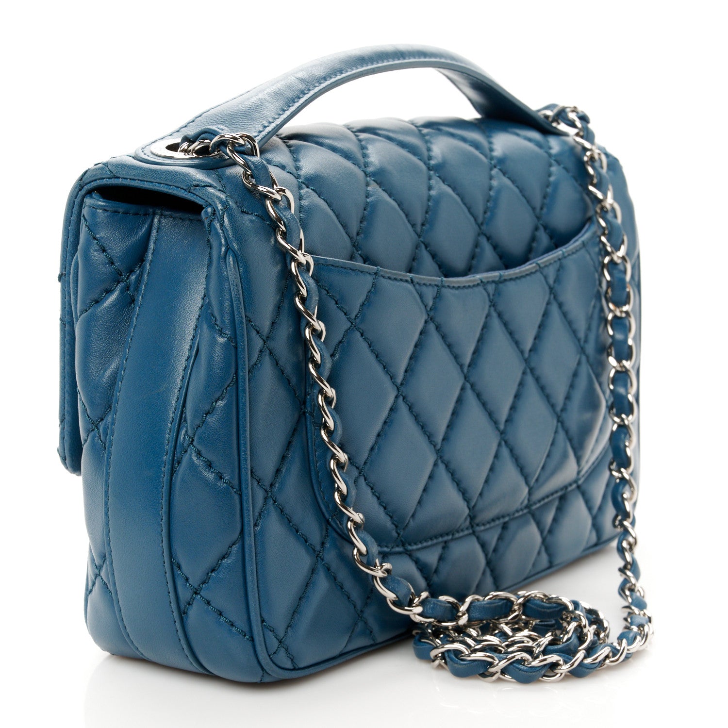 Chanel Lambskin Quilted Medium Easy Carry Flap Blue 3 of 12