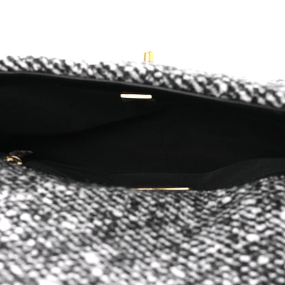 Chanel Tweed Quilted Medium Chanel 19 Flap Black White 5 of 12