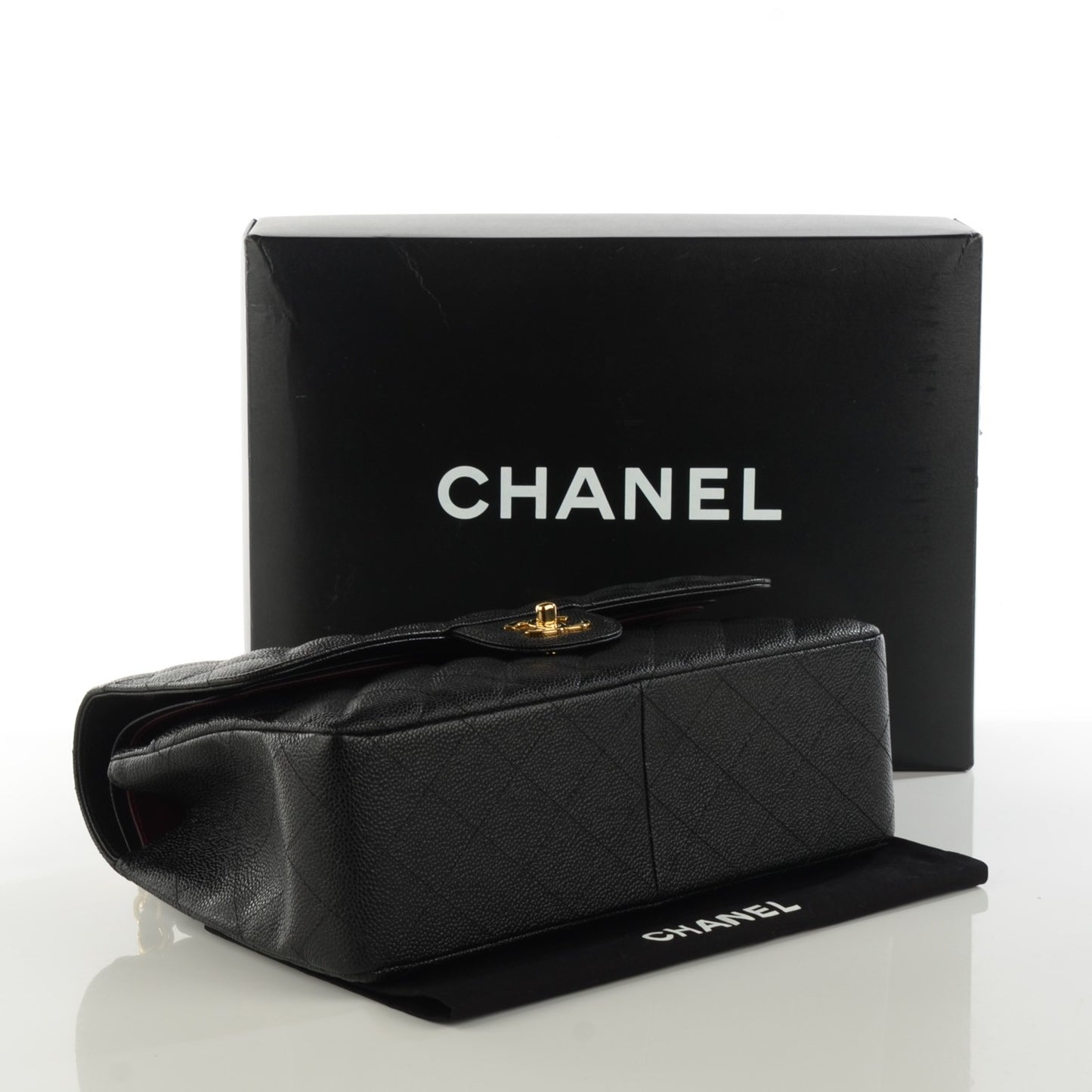Caviar Quilted Jumbo Double Flap Black