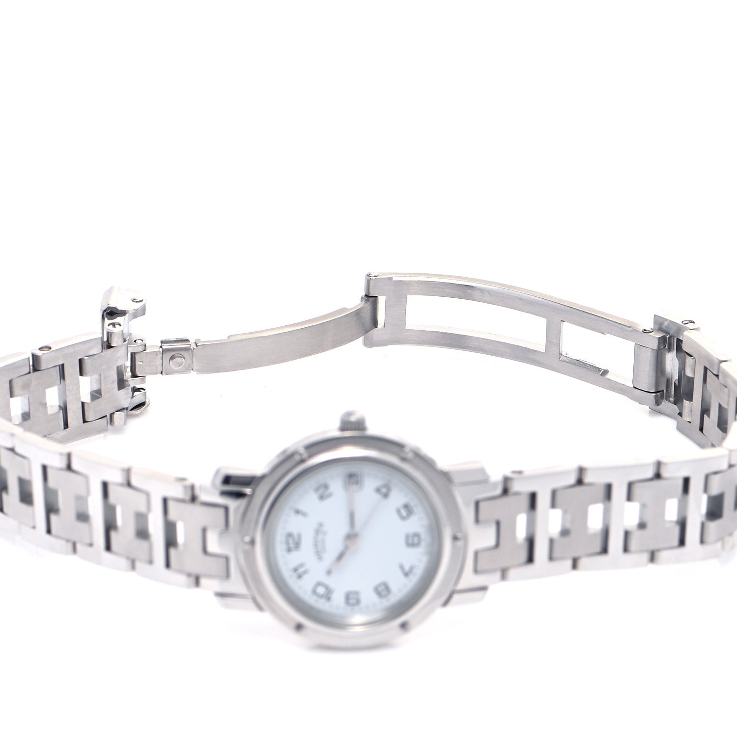 Hermes Stainless Steel 24mm Clipper Quartz Watch White 6 of 7