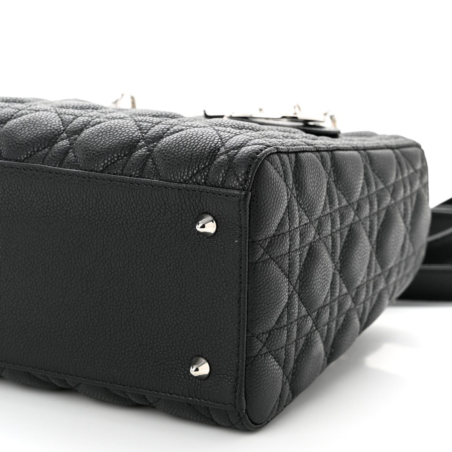 Grained Calfskin Cannage Medium Lady Dior Black