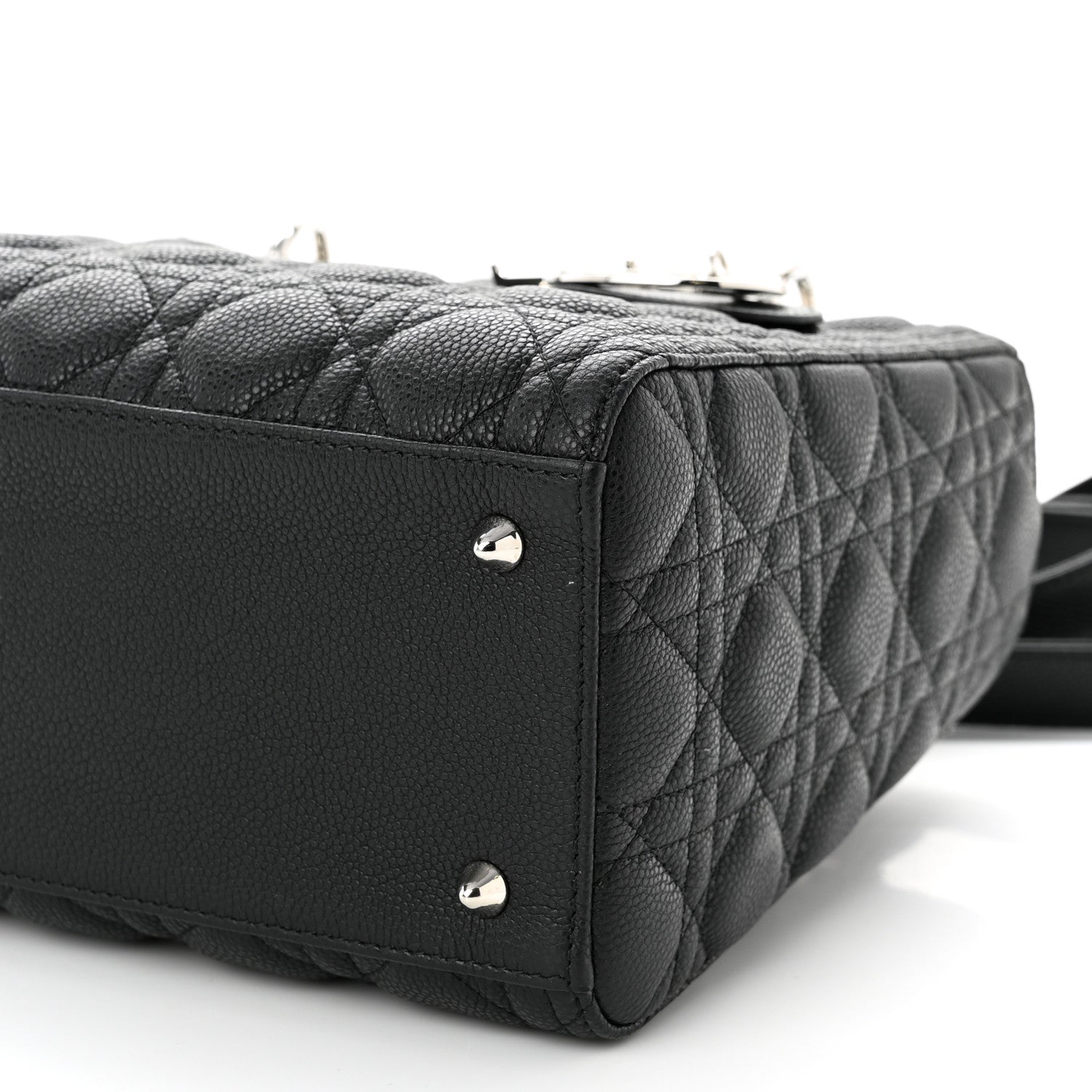 Christian Dior Grained Calfskin Cannage Medium Lady Dior Black 9 of 9