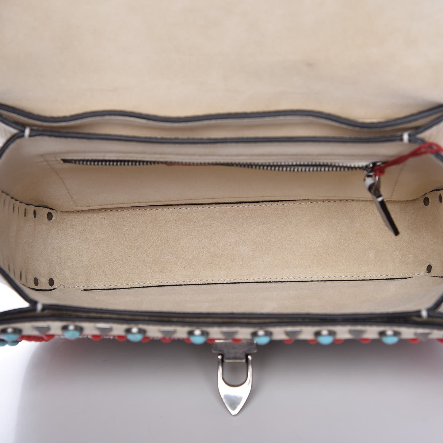 Calfskin Embroidered Medium Guitar Strap Rockstud Rolling Flap Saddle Bag