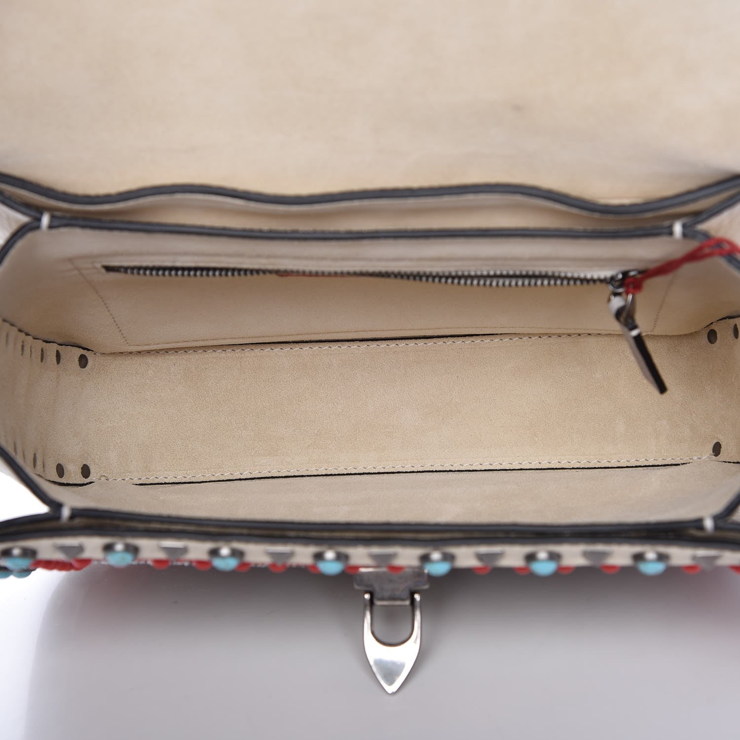 Valentino Garavani Calfskin Embroidered Medium Guitar Strap Rockstud Rolling Flap Saddle Bag 5 of 9