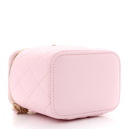 Chanel Lambskin Quilted Mini Top Handle Vanity Case With Chain Light Pink 4 of 11