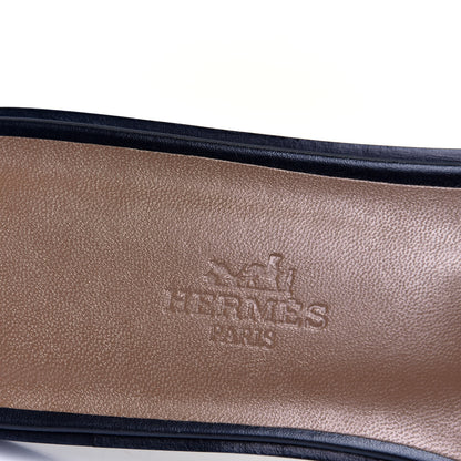 Hermes Box Calfskin Oran Sandals 38 Black 9 of 10