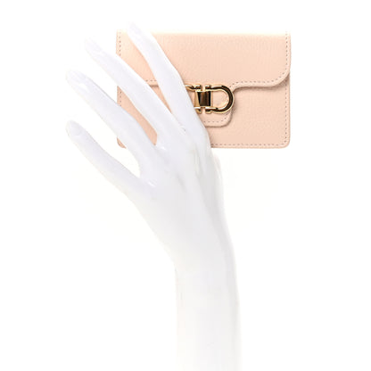 Salvatore Ferragamo Hammered Calfskin Gancini Key Holder Ballet Pink 2 of 8