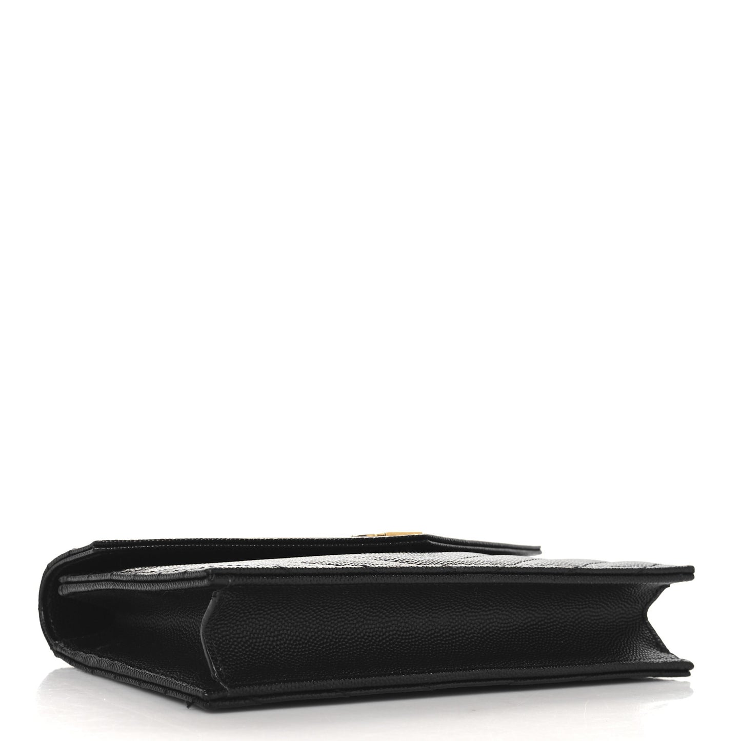 Grain De Poudre Matelasse Chevron Monogram Envelope Chain Wallet Black