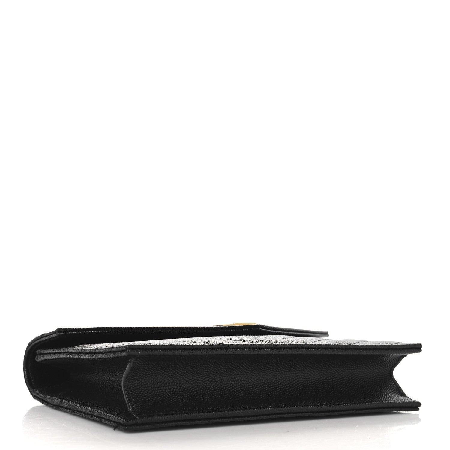 Saint Laurent Grain De Poudre Matelasse Chevron Monogram Envelope Chain Wallet Black 4 of 10