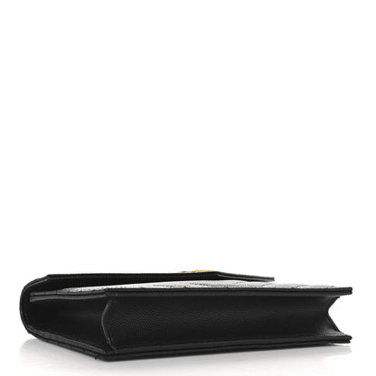 Saint Laurent Grain De Poudre Matelasse Chevron Monogram Envelope Chain Wallet Black 4 of 10