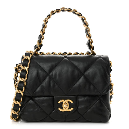 Chanel Lambskin Quilted Small Chain Top Handle Flap Black 1 of 13