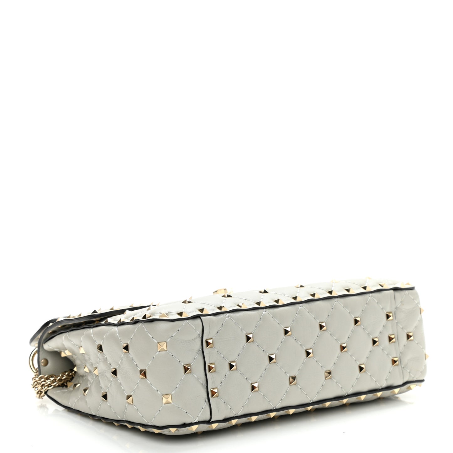 Nappa Medium Rockstud Spike Shoulder Bag Opal Grey