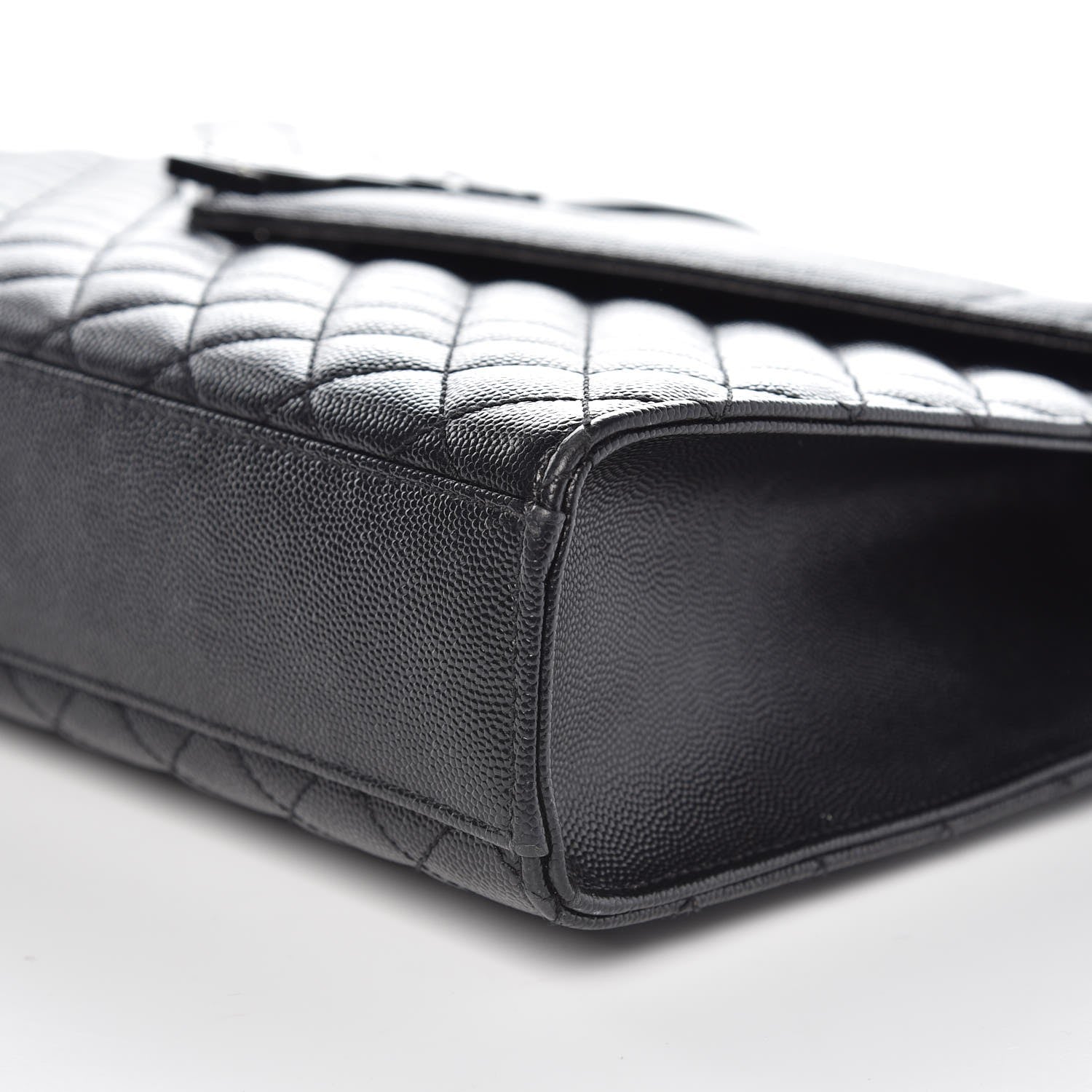 Saint Laurent Grain De Poudre Textured Mixed Matelasse Large Triquilt Monogram Monochrome Satchel Black 10 of 11