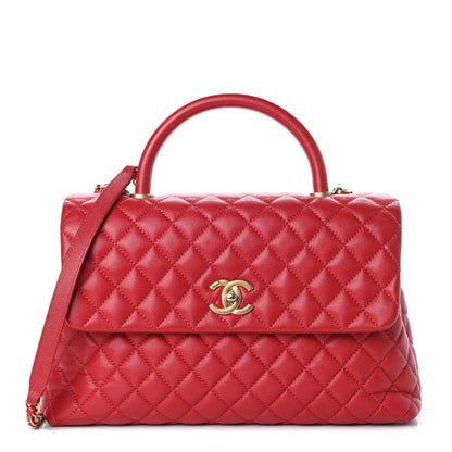 Chanel Caviar Quilted Medium Coco Handle Flap Red 1 of 10